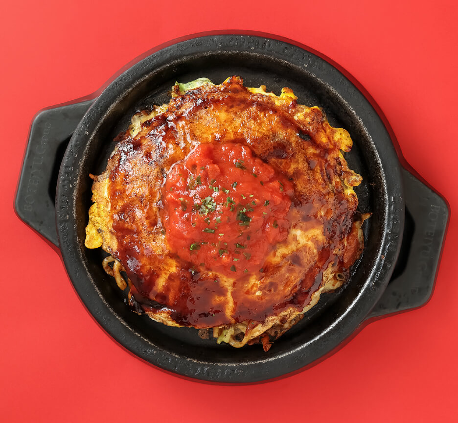 トマトとチーズのモダン焼（上）