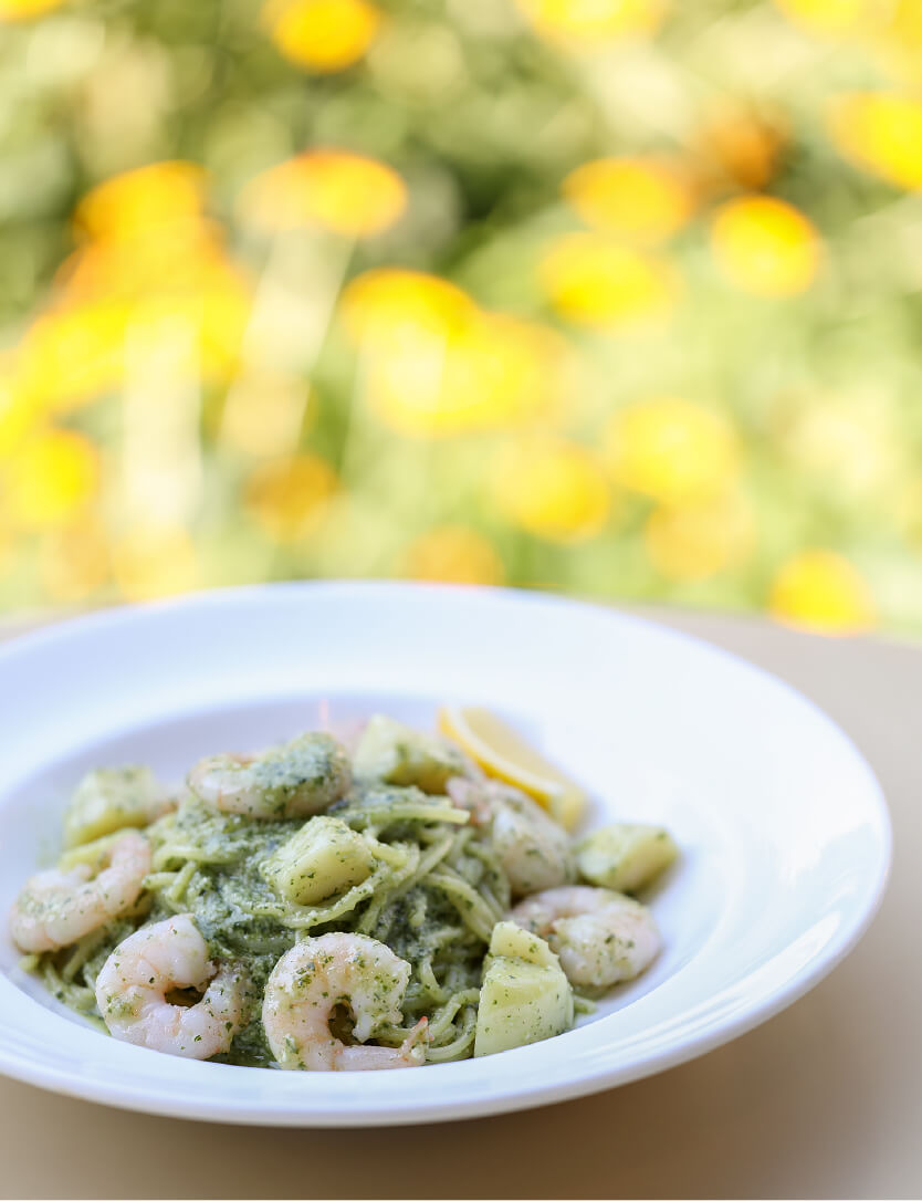 小海老とジャガイモのジェノベーゼ（ズーム）